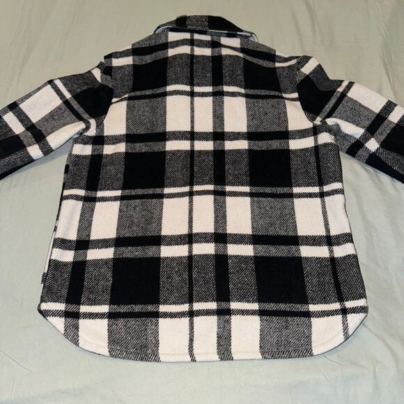 Old Navy Plaid Textured Shacket for Girls Size Large (10/12) Black & White - Picture 2 of 10